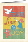 Peace, Love & Joy Vintage Looking Christmas card