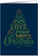 Joy, Love & Peace Merry Christmas Tree card