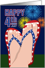 4th of July Fireworks, Patriotic Flip Flops card