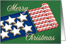 Star Cookies & Candy Canes American Flag, Patriotic Christmas card