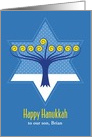 Hanukkah Menorah, Star of David, for Son, Customize Relation and Name card