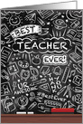 Teacher Appreciation Day Chalkboard, School icons, Best Teacher Ever card