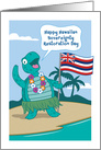 Hawaiian Sovereignty Restoration Day Turtle with Flag card