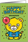 Custom Happy Birthday Grandson Little Lion with Balloon card