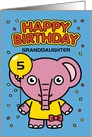 Customize Happy Birthday Granddaughter Little Elephant with Balloon card