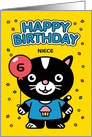 Customize Happy Birthday Niece Little Kitten with Balloon card
