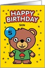 Customize Happy Birthday Son Little Bear with Balloon card