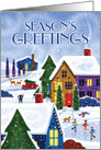 Season’s Greetings, Snowy Winter Neighborhood Scene card