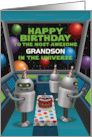 Robots Spaceship Awesome Grandson Birthday card