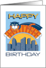 Birthday Cat Superhero Pun card