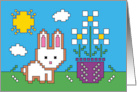 Easter 8 Bit Rabbit and Daisies card
