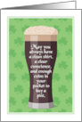 St. Patrick’s Day Irish Drinking Toast with Clover Background card