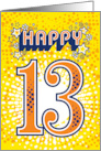Happy 13th Birthday Stars and Flowers card