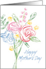 Mothers Day Flowers Sketchy Brush Style card