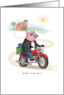 Congratulations Moving Out On Your Own Pig On Bike Pun card