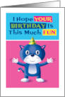 Happy Birthday Blue Cat Pun Arms Outstretched card