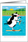 Cow Water Skiing Pun Happy Labor Day card