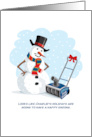 ADULT HUMOR Snowman and Snow Blower Happy Holidays card