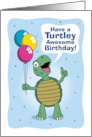 Awesome Birthday Turtle Pun with Balloons card