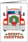 Semi Tractor Trailer with Christmas Decorations and Santa Sled card