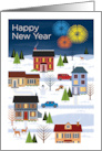 Happy New Year Suburban Neighborhood card