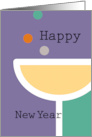 New Years Champagne Glass and Bubbles card