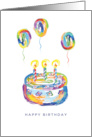 Birthday Cake Balloons Painterly Art Style card