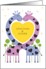 Wedding Anniversary 2 Giraffes Forming Heart Customize Any Name card