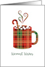 Christmas Plaid Hot Chocolate Marshmallows Warmest Wishes card