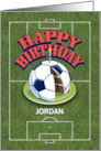 Birthday Soccer Cake on Field Customize Name card