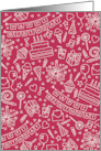 Birthday Icons Doodles on Magenta card