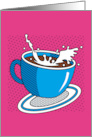 Pop Art Blue Coffee Cup on Magenta Blank Inside card