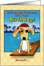 Cute Pirate Dog with Eye Patch and Bone Birthday card