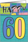 Happy 60th Birthday, Colorful retro design card