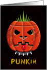 Punk Pumpkin with Tattoos, Dog Collar and Piercing Halloween card