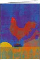 Rooster on Fence at Sunrise Thinking of You card