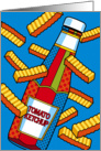 Ketchup Bottle with French Fries Flying Thinking of You card