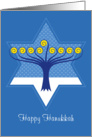 Stylized Hanukkah Menorah inside Star of David card