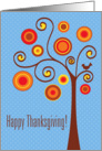 Stylized Autumn Tree and Bird Thanksgiving card