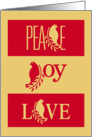 Christmas, Peace, Joy, and Love With Dove and Olive Branch card