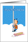 Sticking Around for Christmas, Tongue Frozen to Pole, Humor card