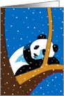 Merry Christmas, Giant Panda Sleeping in Tree in Snow card