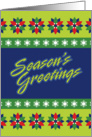 Season’s Greetings, Graphic Style Poinsettias and Snowflakes card