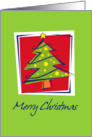 Merry Christmas, Stylized Tree with Ornaments and Star card