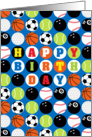 Happy Birthday, Various Sports Balls Pattern card