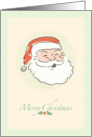 Merry Christmas, Santa Claus Drawing with Holly card