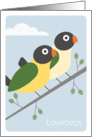 Modern Art Lovebirds Perched on a Branch, Valentine’s Day card