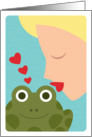 Princess Kissing Frog with Hearts, Valentine’s Day card