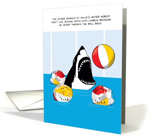 Shark Playing Catch with Beach Balls, Funny Birthday card (1124238)