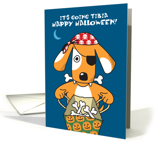 Dog in Pirate Costume with Bones, Funny Halloween Pun card (1124316)
